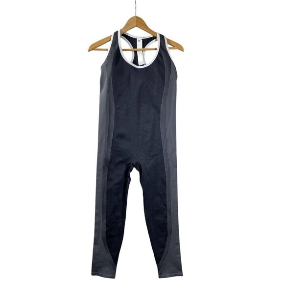 Fabletics Women's Workout Jumpsuit - Size M - Black & Gray - Racerback One-Piece - Picture 2 of 13